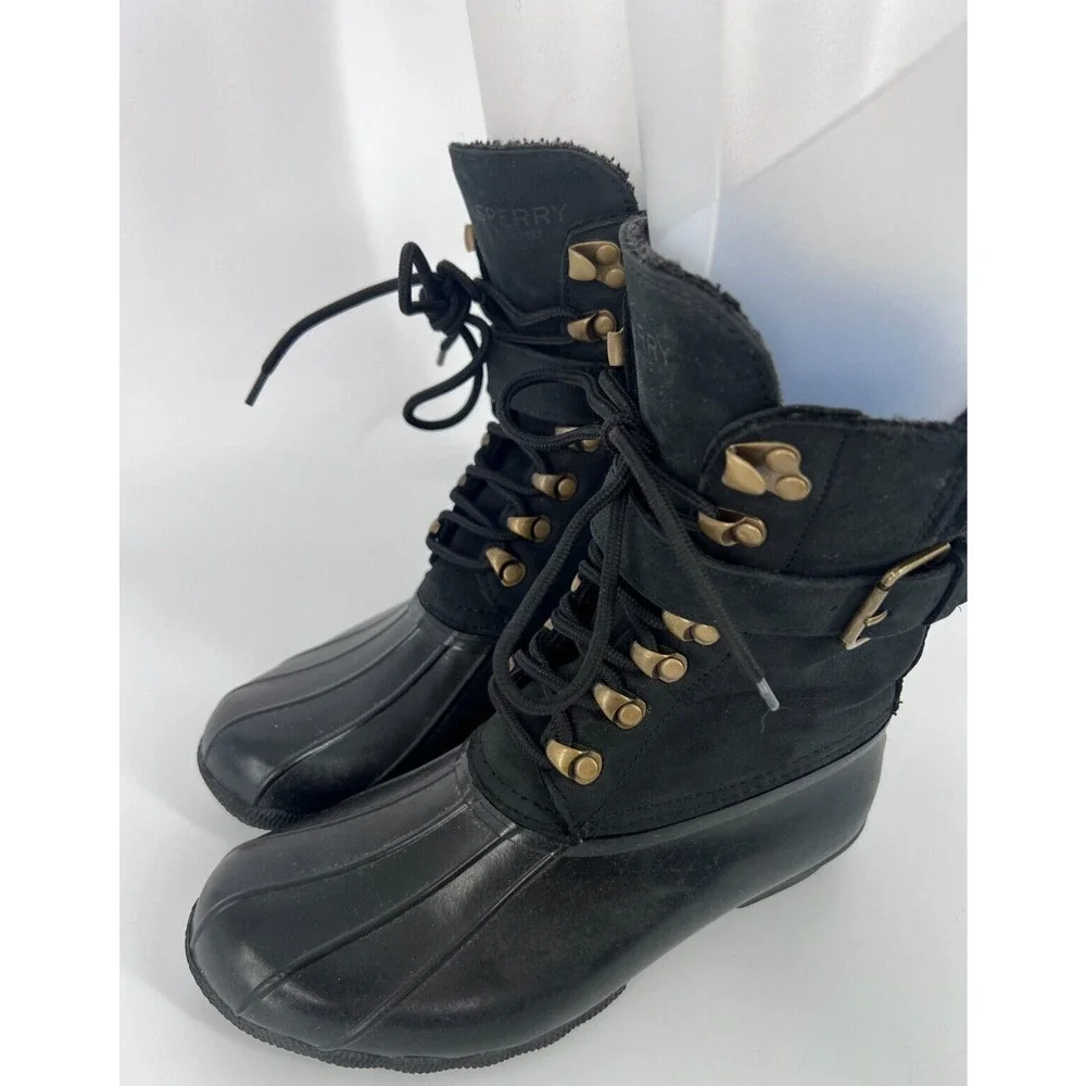 Sperry Shearwater Winter Rain Snow Boots Women's Size 6 Black STS83220
